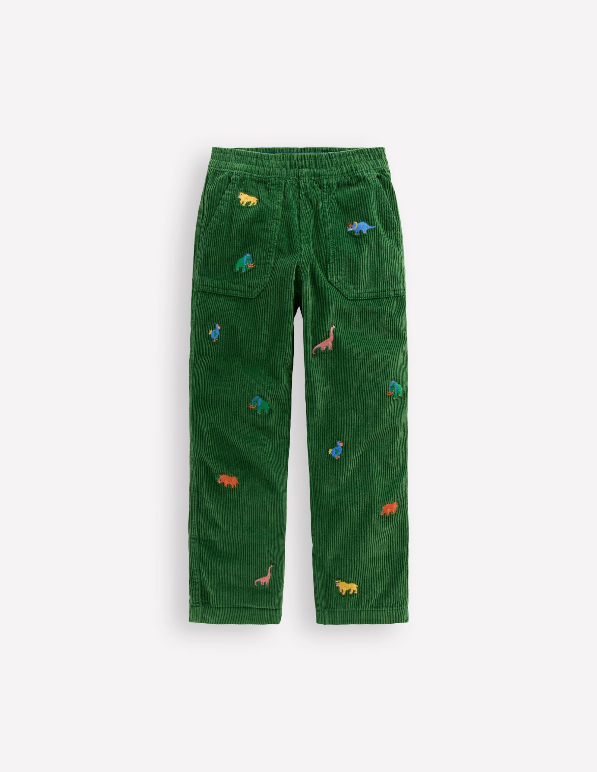 Pull-on Cord Pants-Prehistoric Animals Embroidery - Image 2