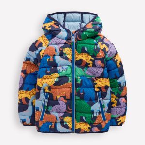 Pack-Away Padded Jacket-Prehistoric Animals