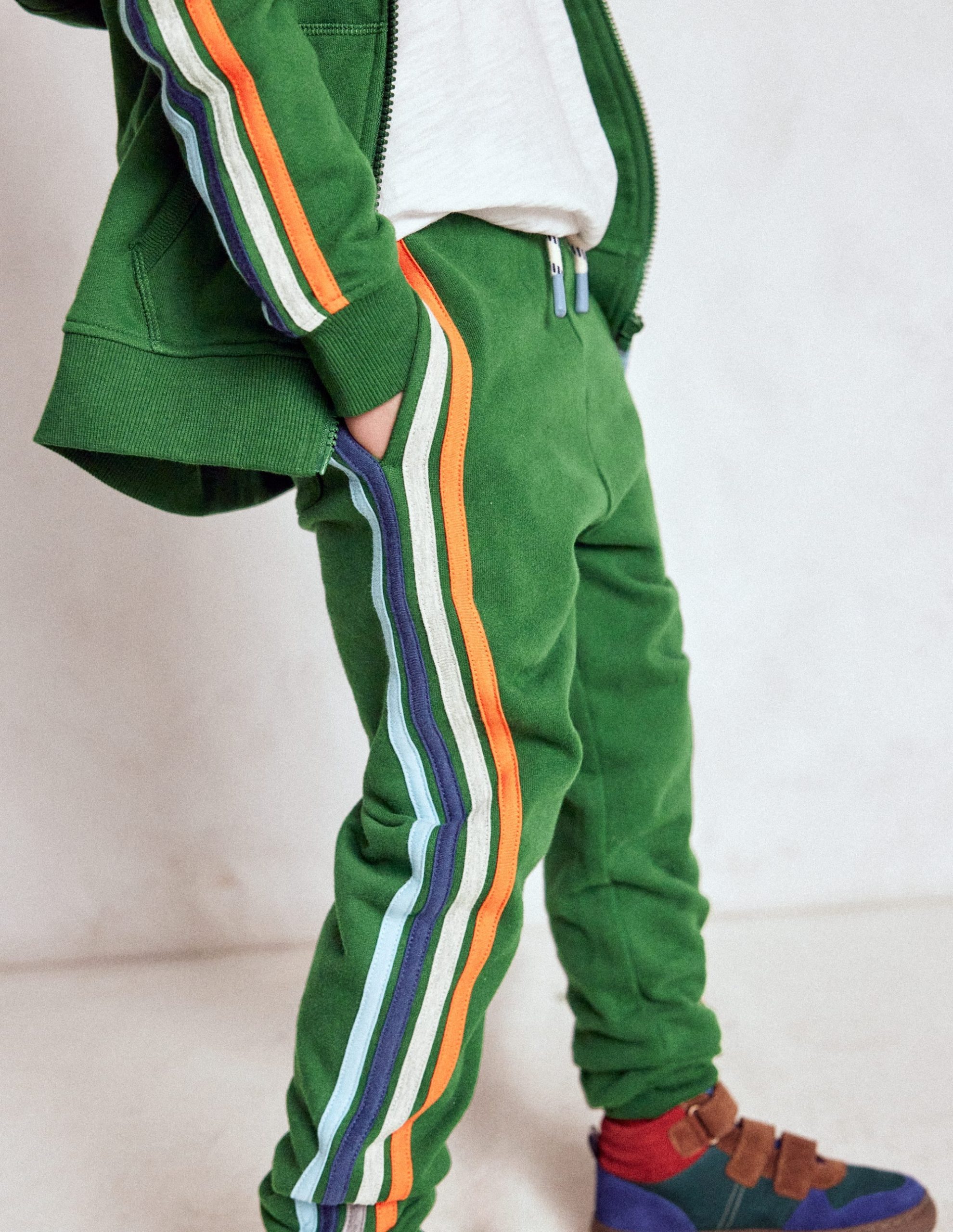 Rainbow Stripe Sweatpants-Pine Green - Image 3