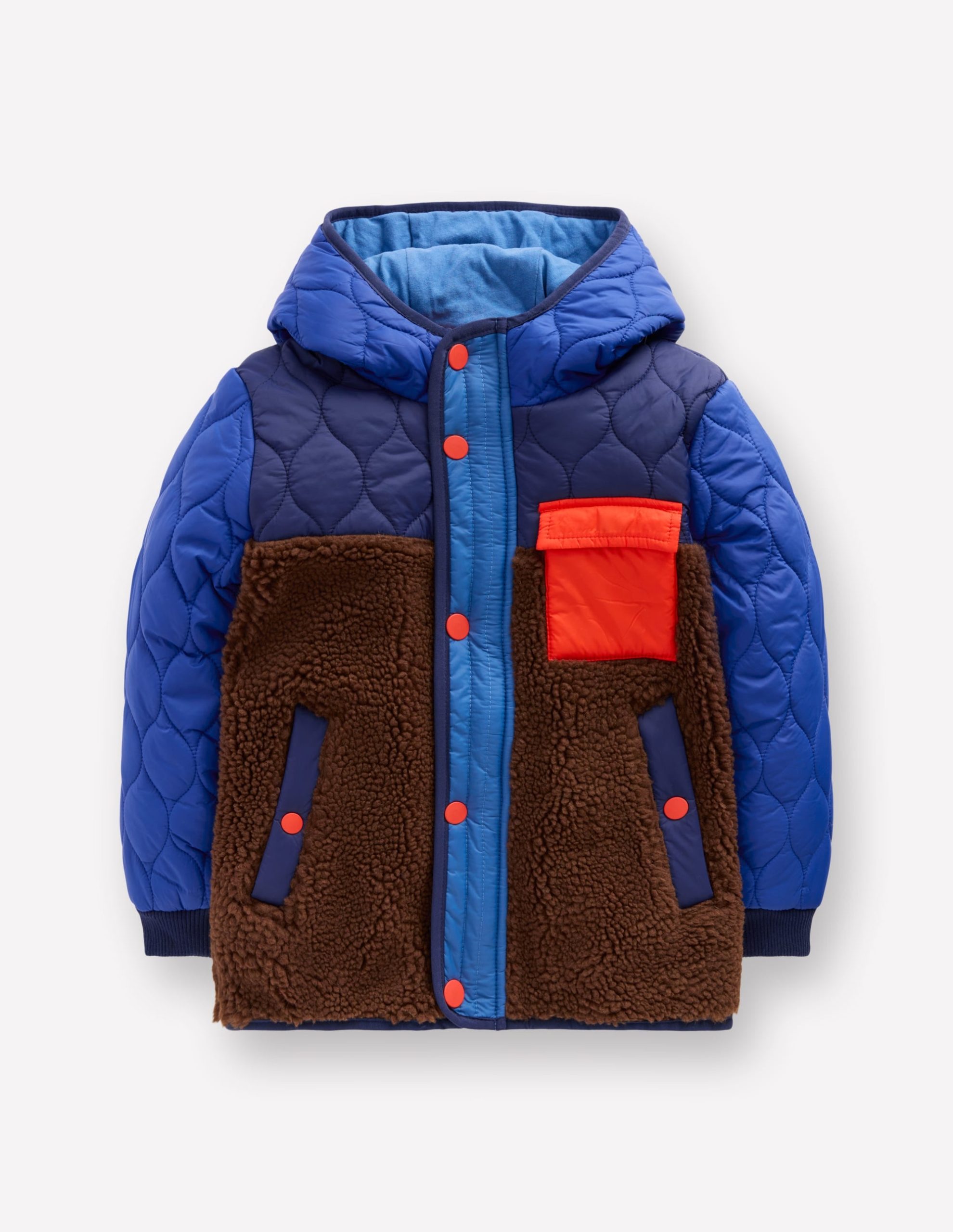 Quilted Borg Jacket-Dark Colourblock - Image 2