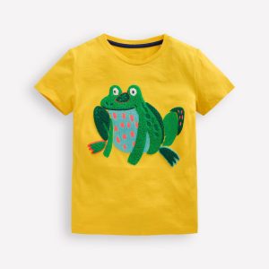 Short Sleeve Boucl?? T-shirt-Pineapple Yellow Frog