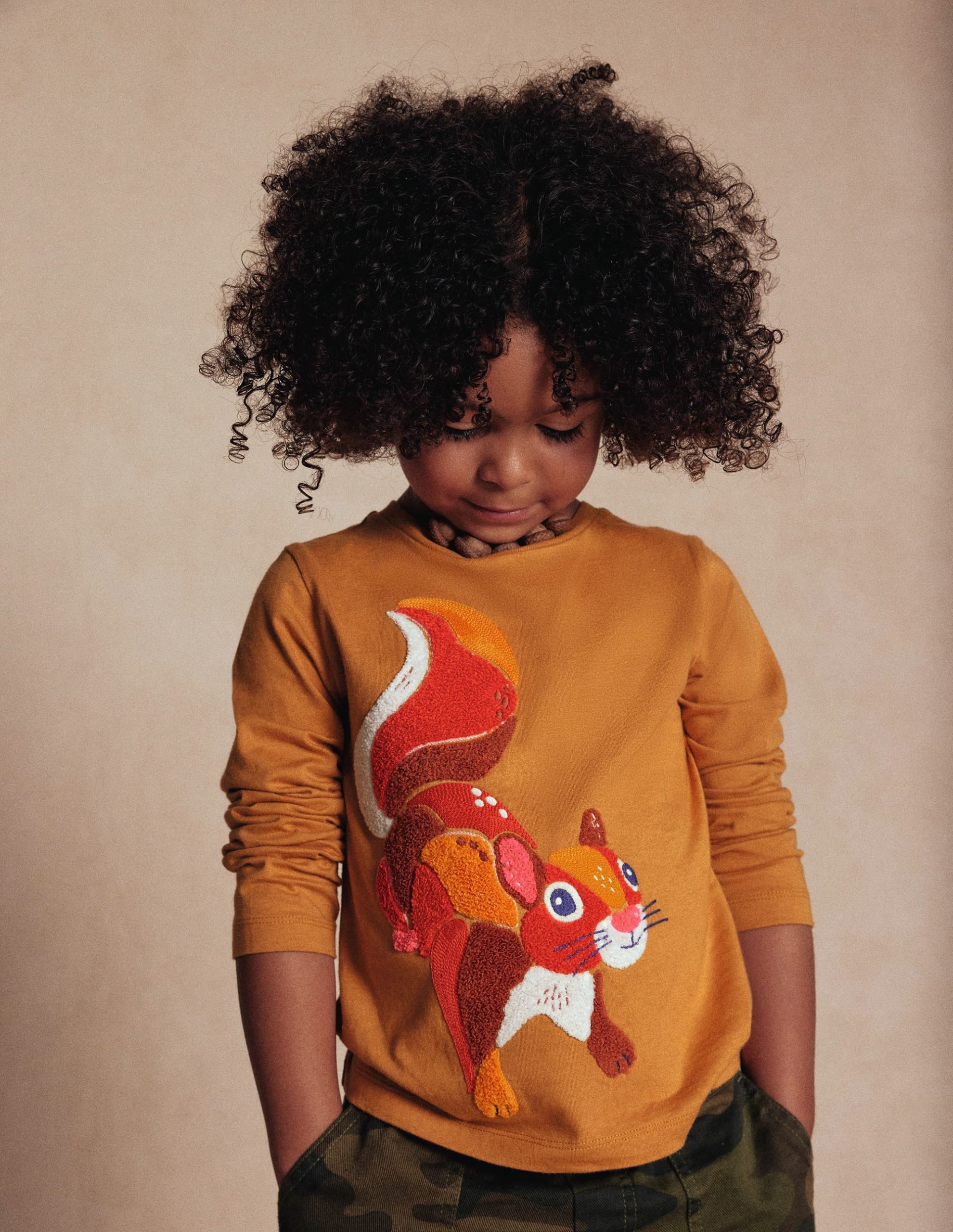 Long Sleeve Boucl?? T-shirt-Toffee Brown Squirrel