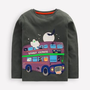 Lift-the-flap T-shirt-Smoke Halloween Bus