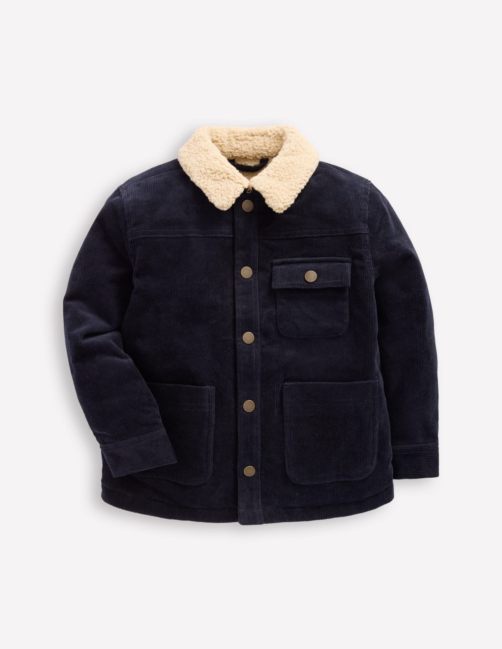 Borg Lined Cord Jacket-College Navy