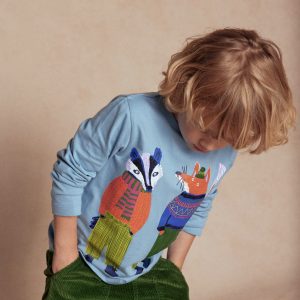 Long Sleeve Novelty T-shirt-Glacier Blue Foxes