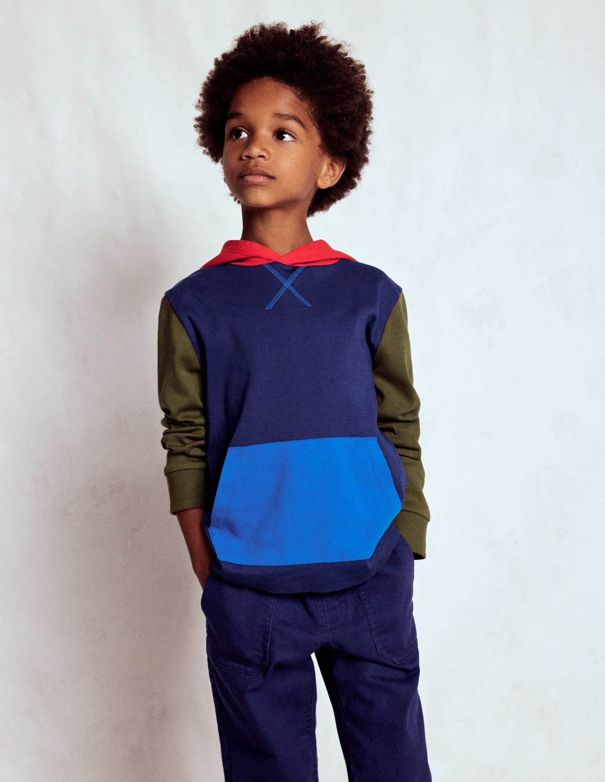 Hooded Mid-weight T-shirt-Starboard Blue/ Woodland Green - Image 2