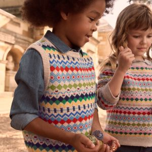 Fair Isle Sweater Vest-Oatmeal Marl Fair Isle