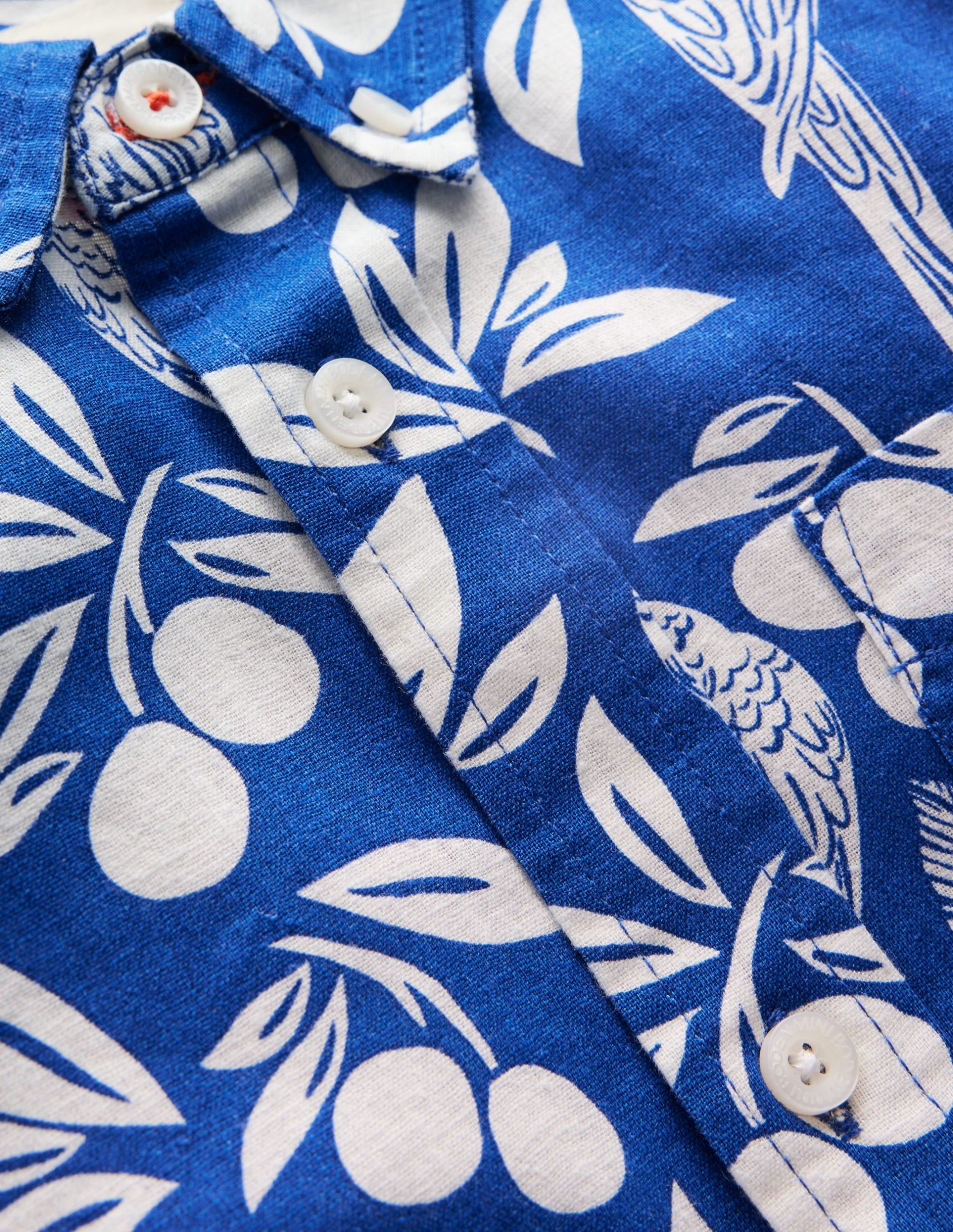 Cotton Linen Shirt-Blue Parrot Palm - Image 8
