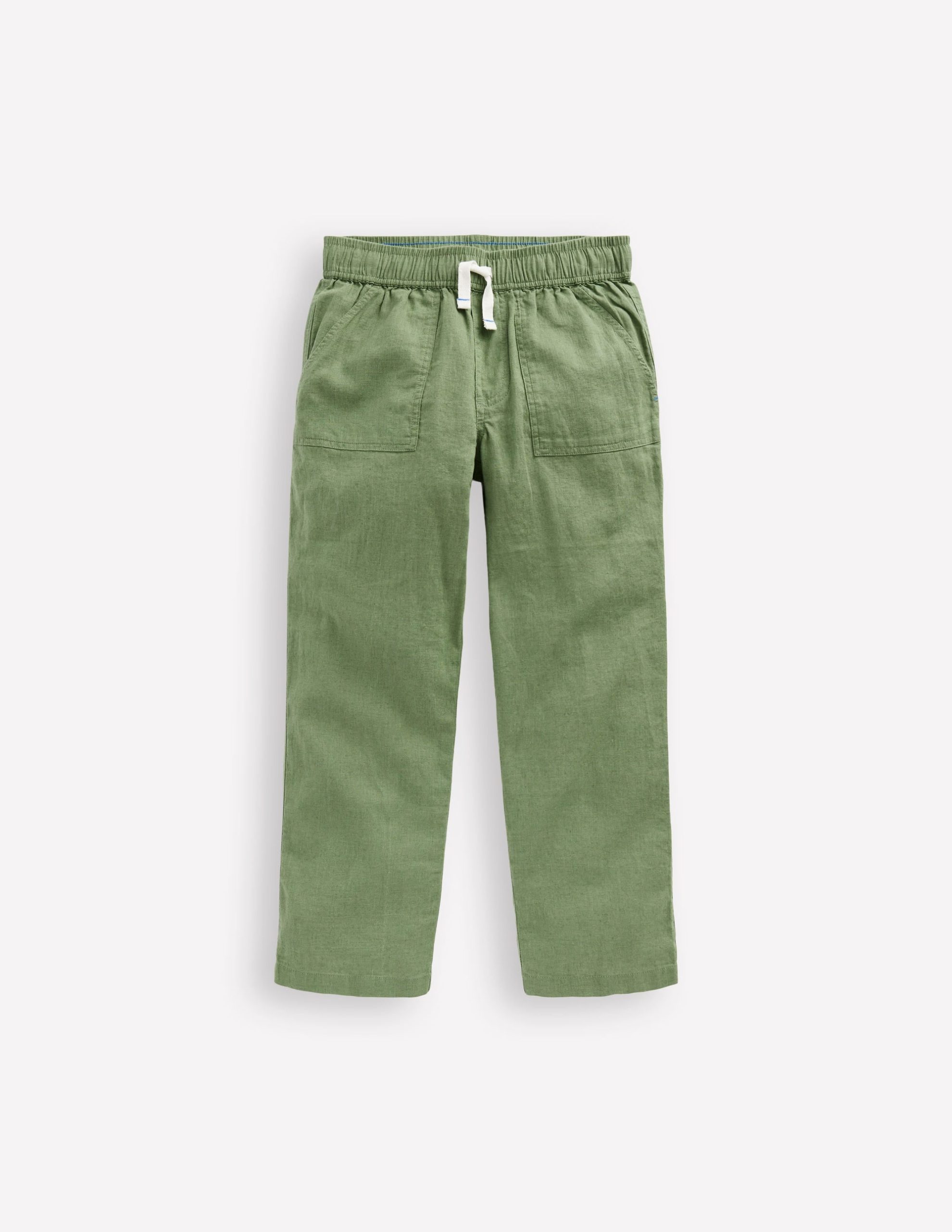 Cotton Linen Pull-On Pants-Newt Green - Image 2