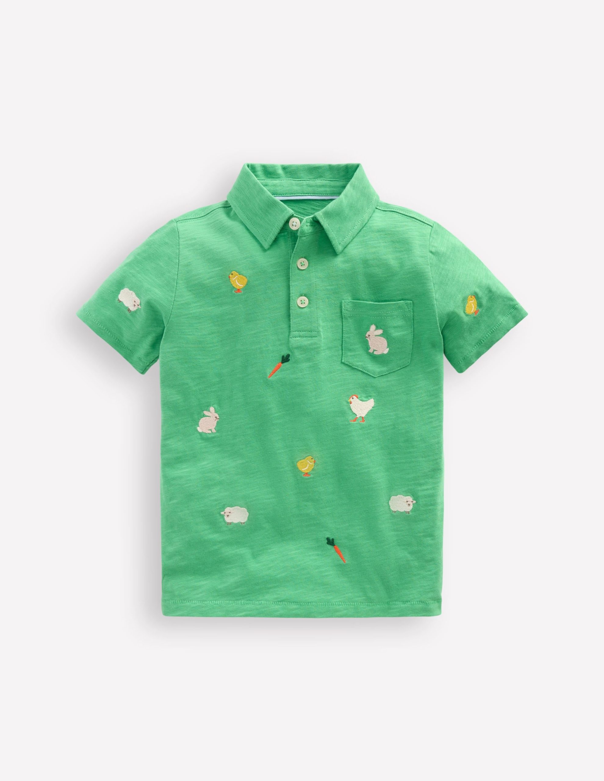 Embroidered Slub Polo Shirt-Easter Multi Embroidery - Image 2