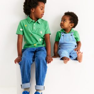 Embroidered Slub Polo Shirt-Easter Multi Embroidery