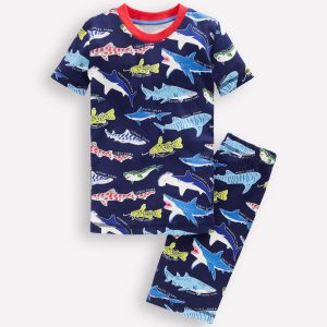 Snug Short John Glow Pyjamas-College Navy Sharks