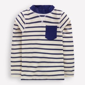 Sun Safe Breton Rash Vest-College Navy/ Ivory Stripe