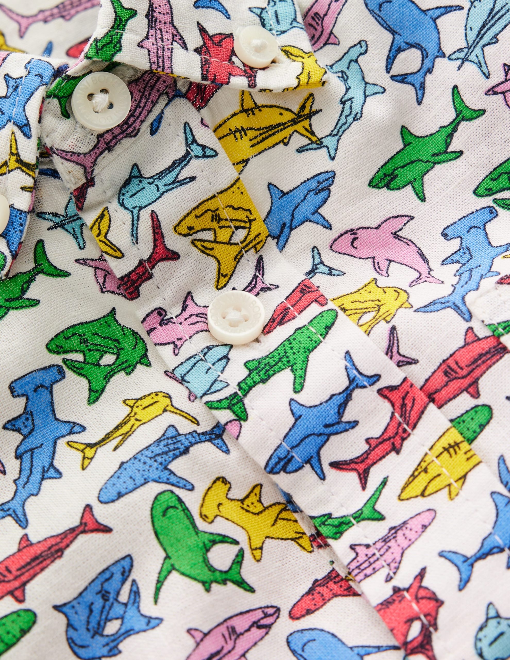 Cotton Linen Shirt-Multi Sharks - Image 4