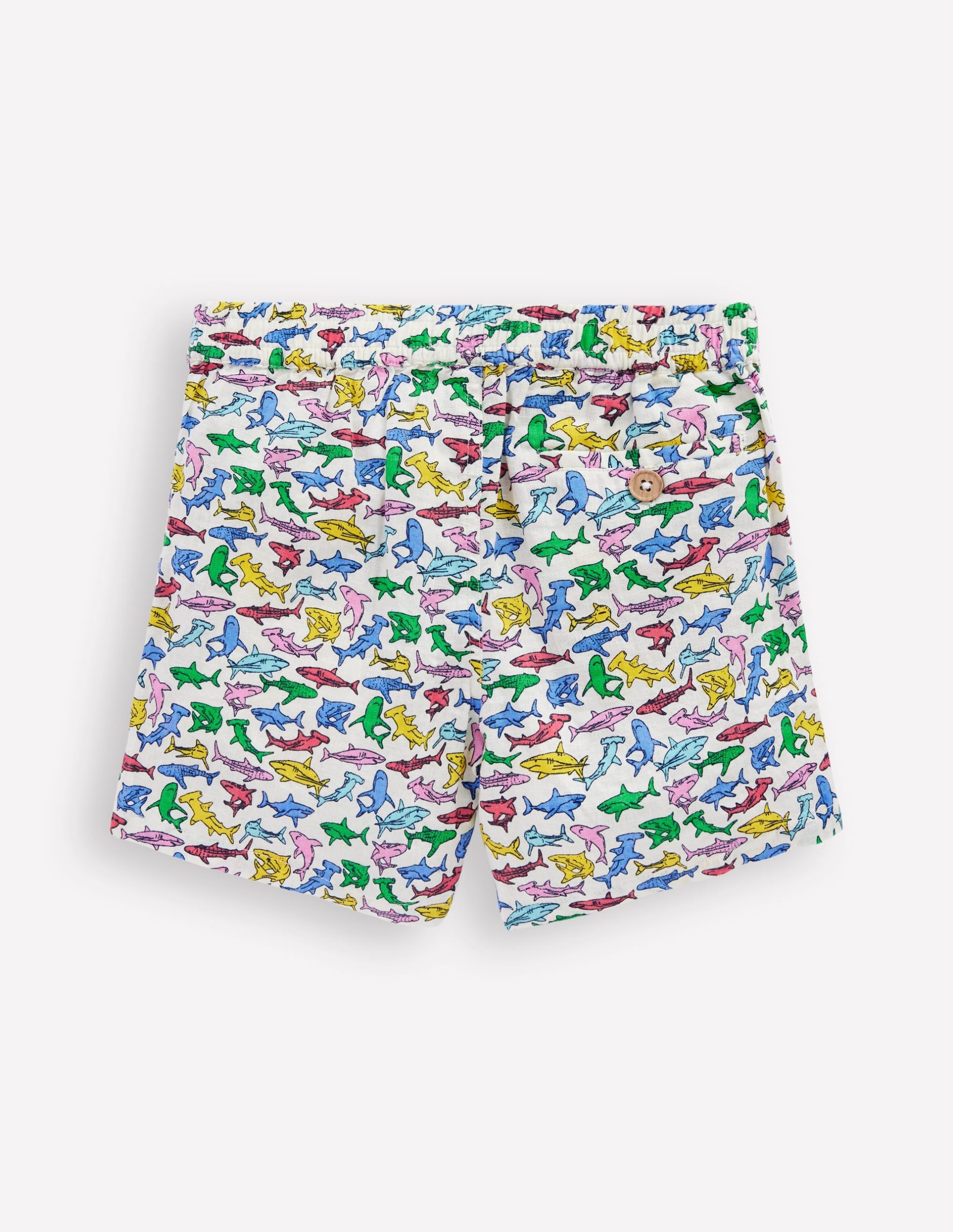 Cotton Linen Shorts-Multi Micro Sharks - Image 2