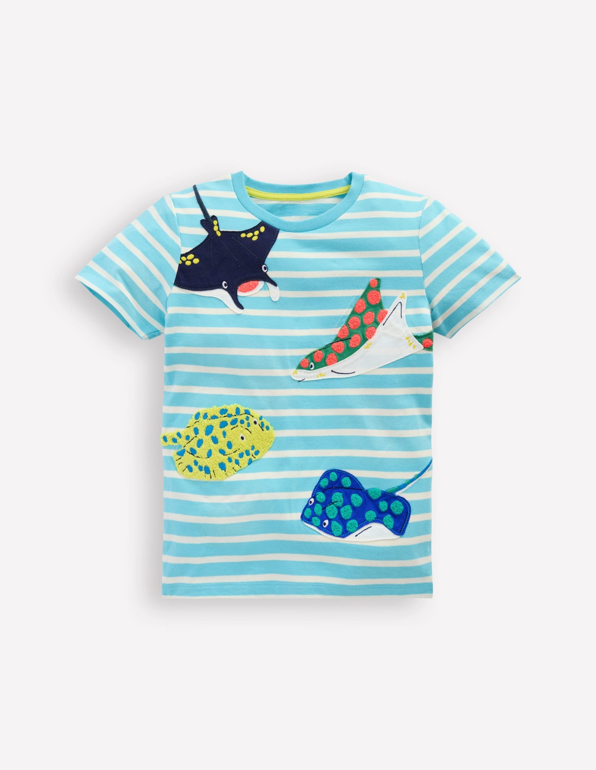 Short Sleeve Appliqu?? T-shirt-Caribbean Blue Rays