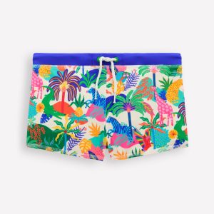 Swim Trunks-Ivory Multi Jungle