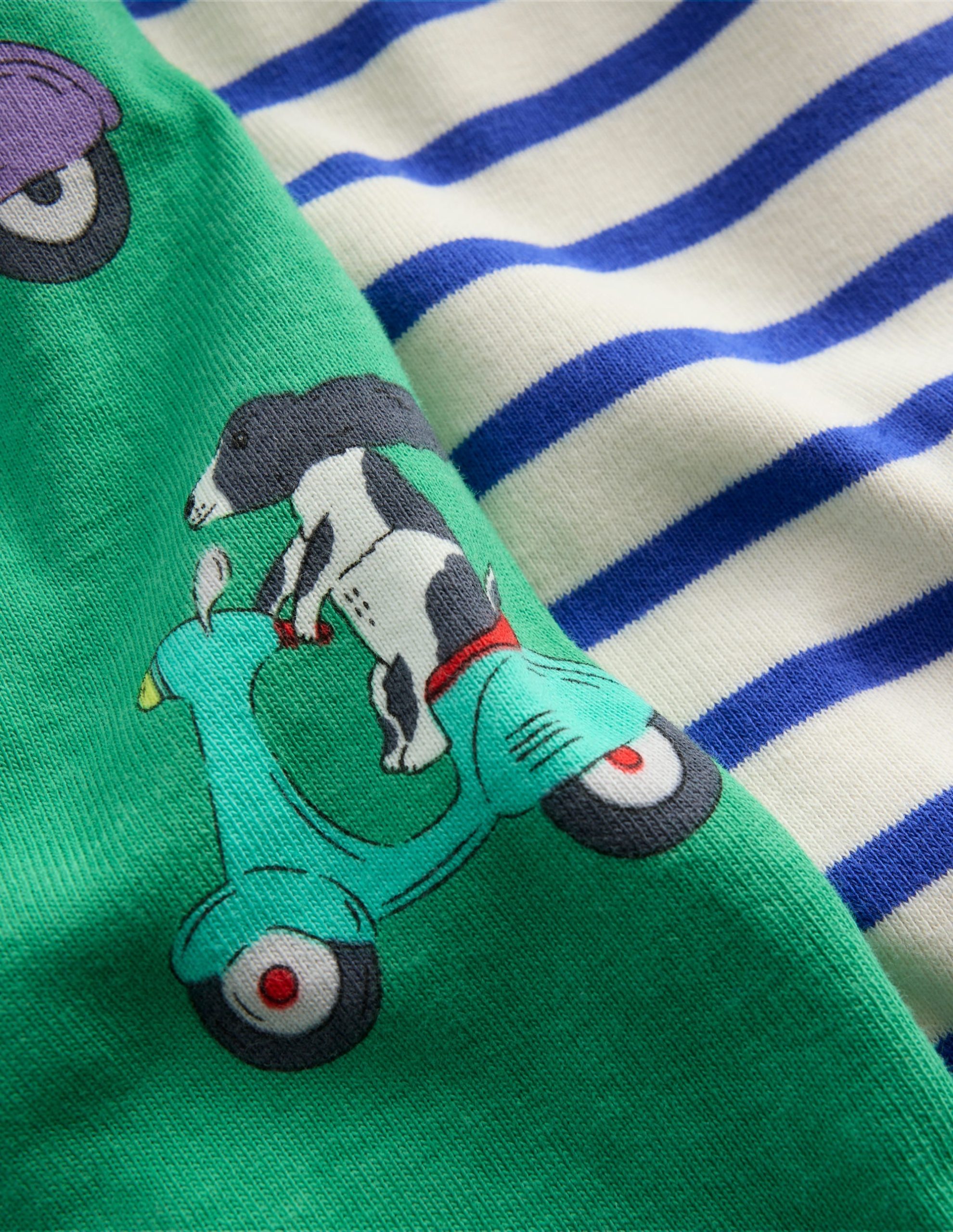 Snug Twin Pack Short Johns-Puppy Scooter and Blue Stripe - Image 3