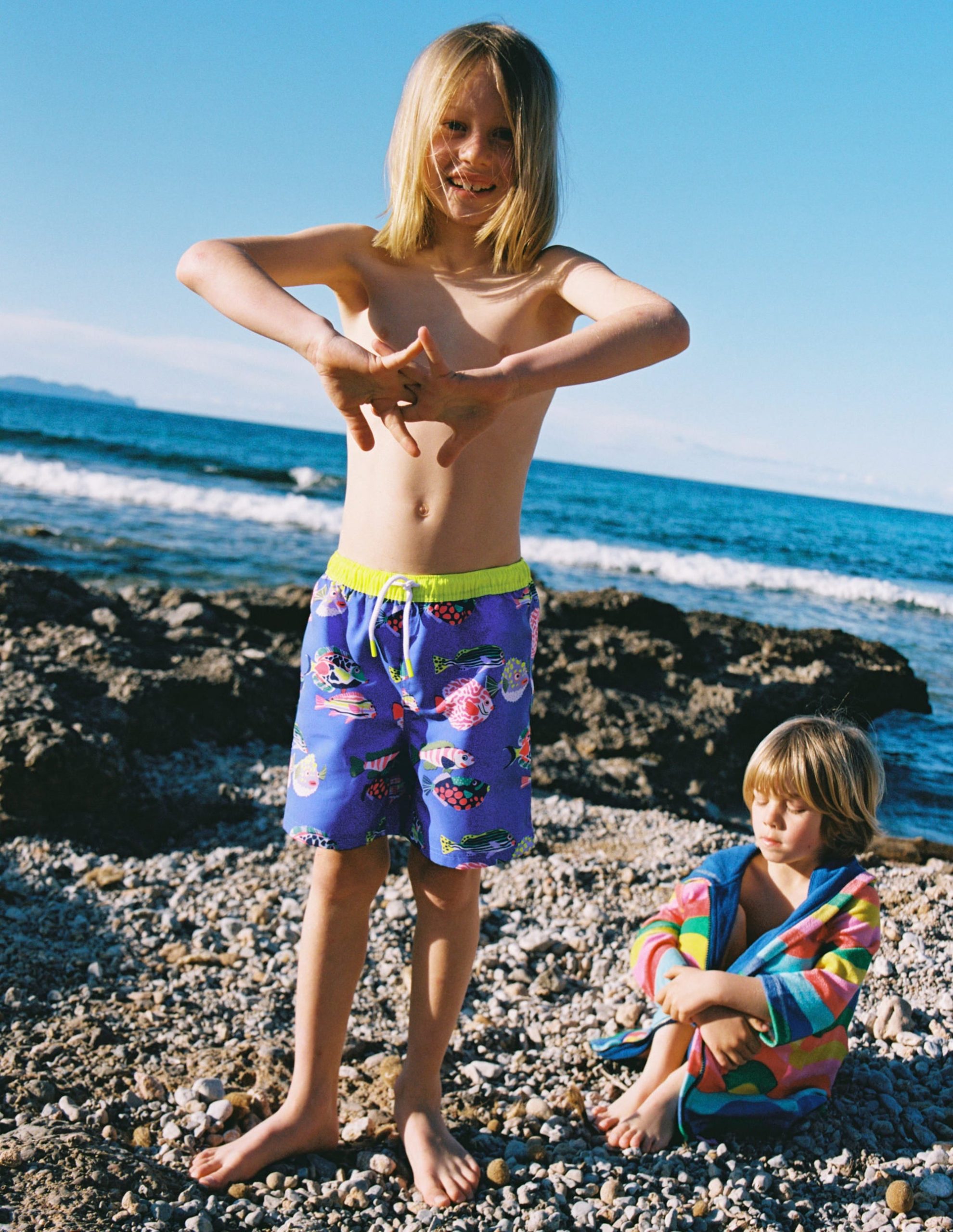 Swim Shorts-Blue Heron Fish