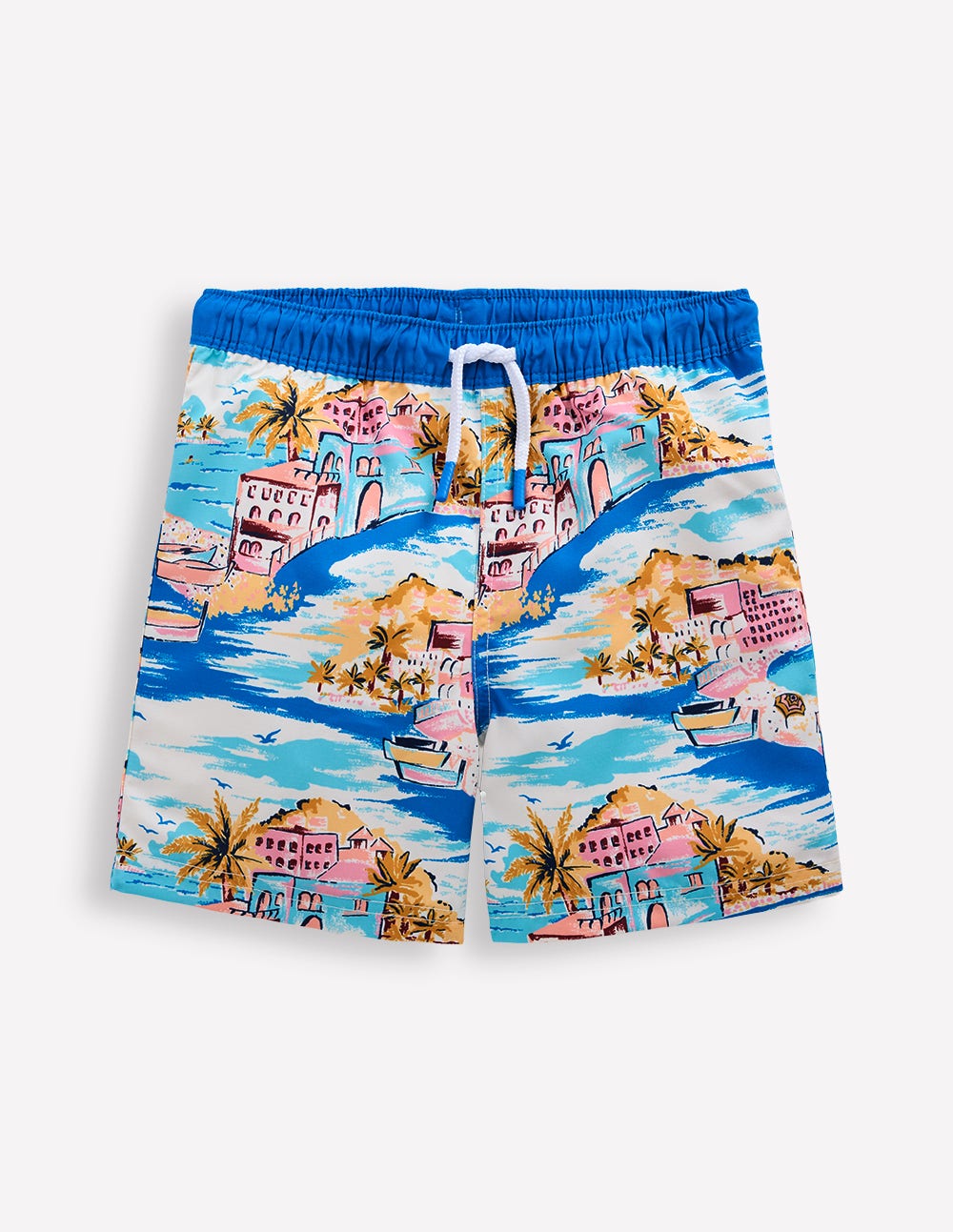 Swim Shorts-Multi Coastal Scene