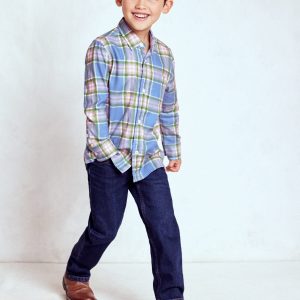 Cosy Cotton Check Shirt-Blue and Purple Check