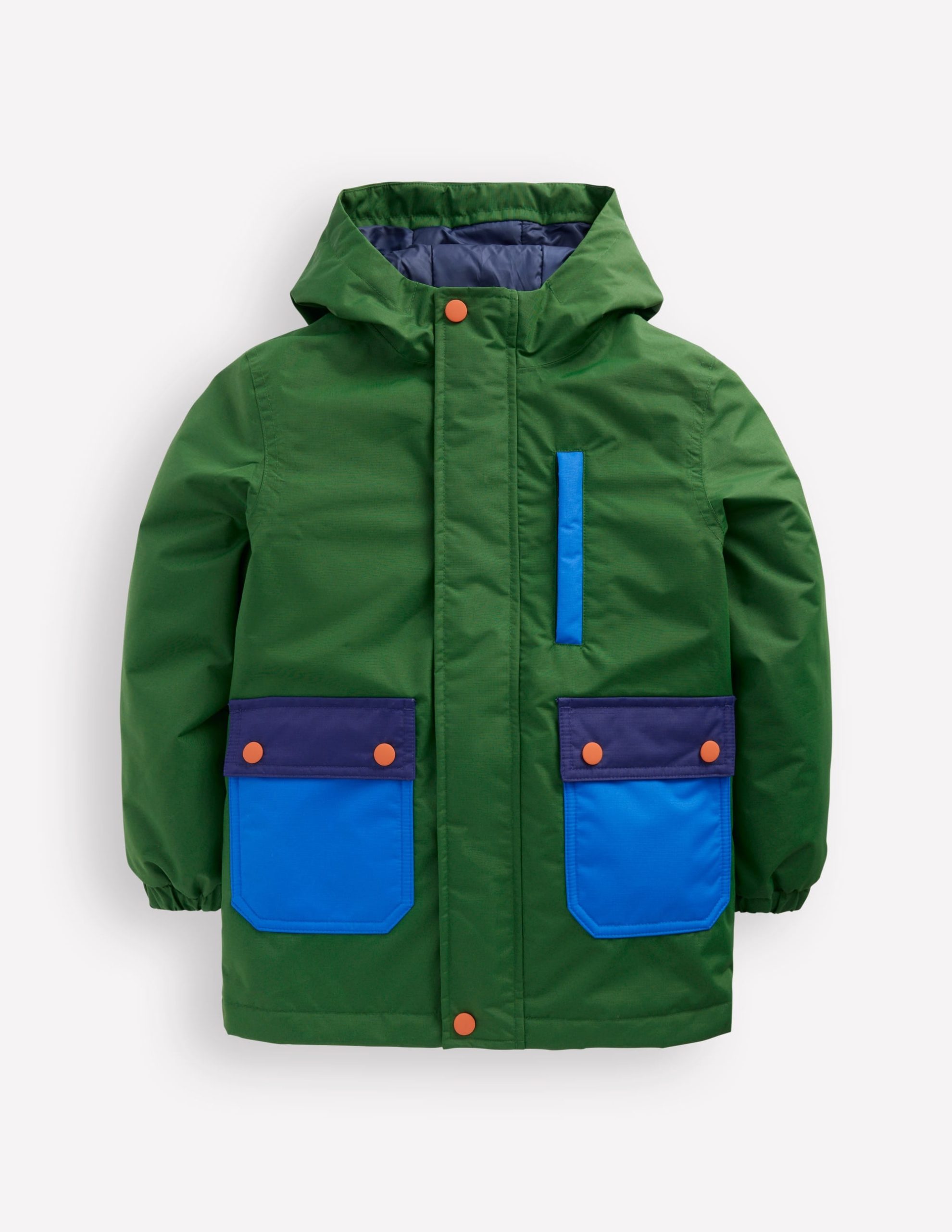 4-in-1 Waterproof Coat-Blue/Green Colourblock - Image 2