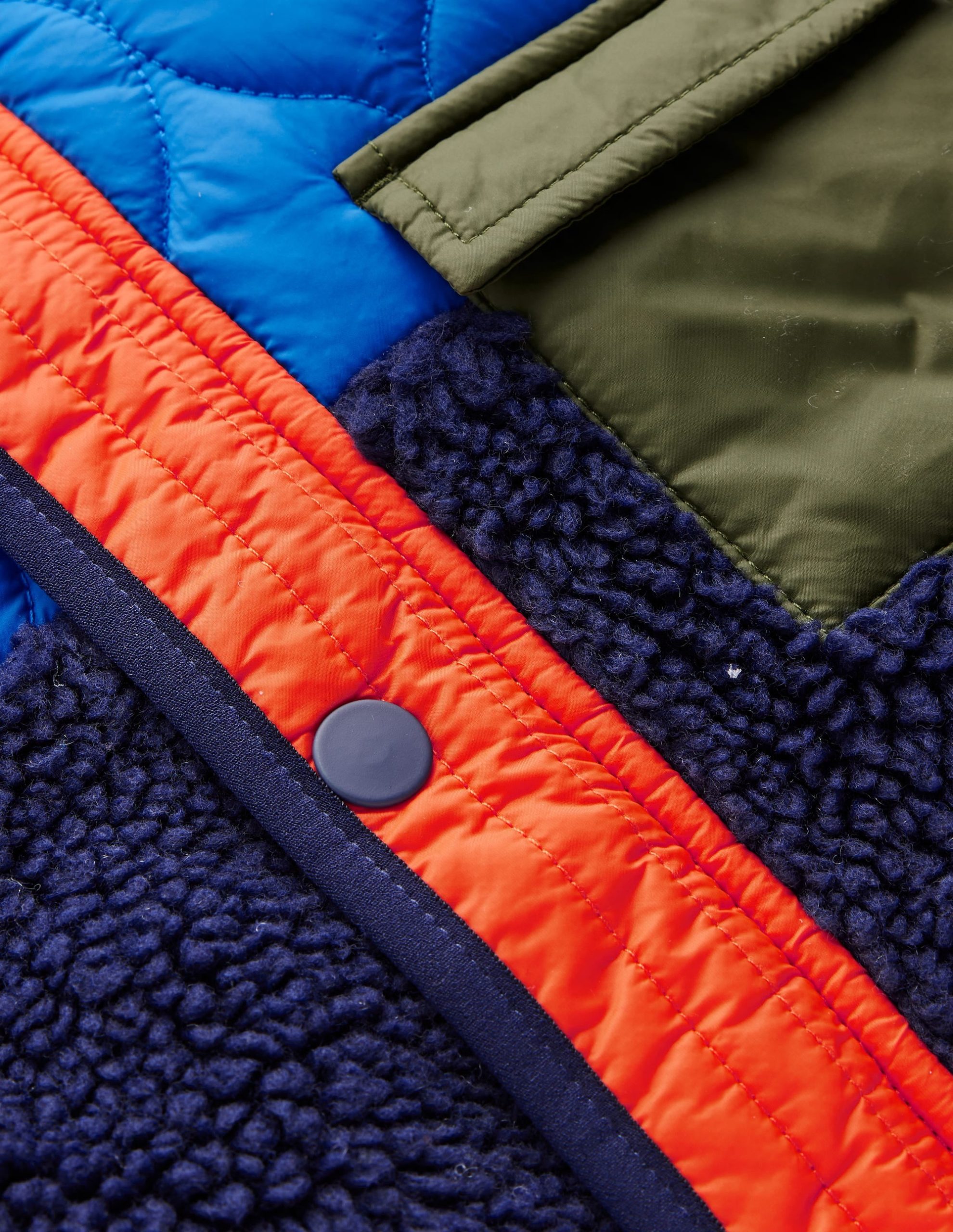 Quilted Borg Jacket-Classic Khaki Colourblock - Image 6