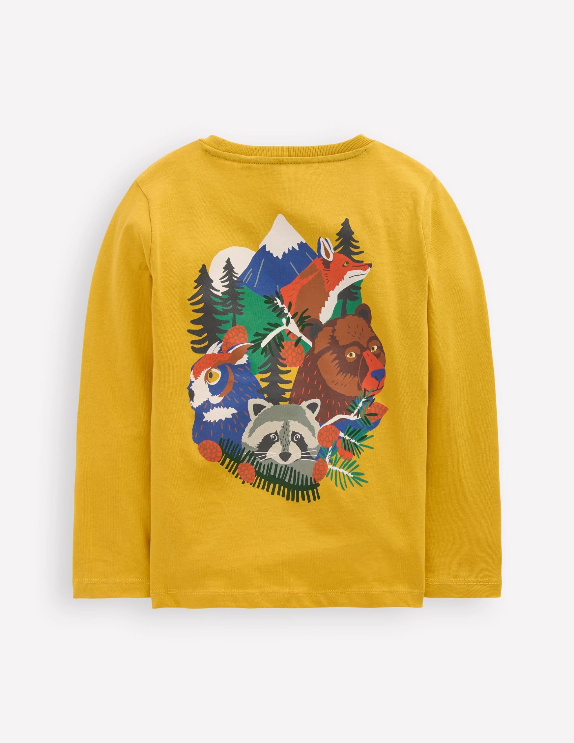 Front & Back Printed T-shirt-Oil Yellow Mountain Animals - Image 2