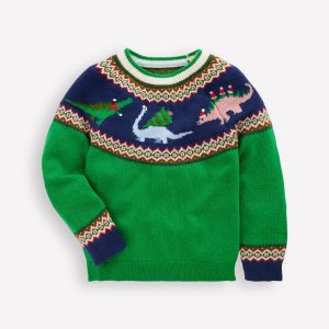 Fair Isle Jumper-Sapling Green Dinosaur