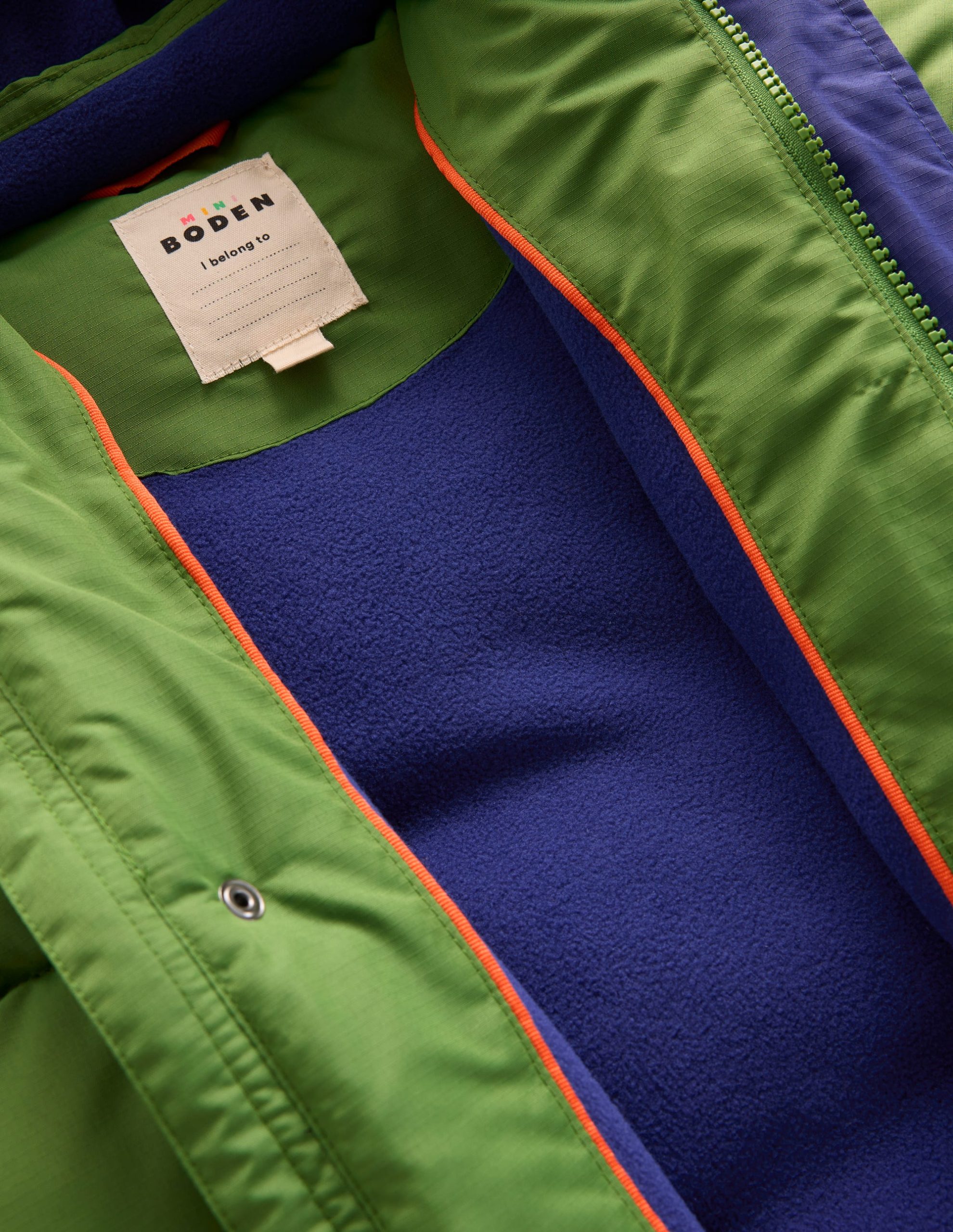 Fleece Lined Padded Coat-Green - Image 5