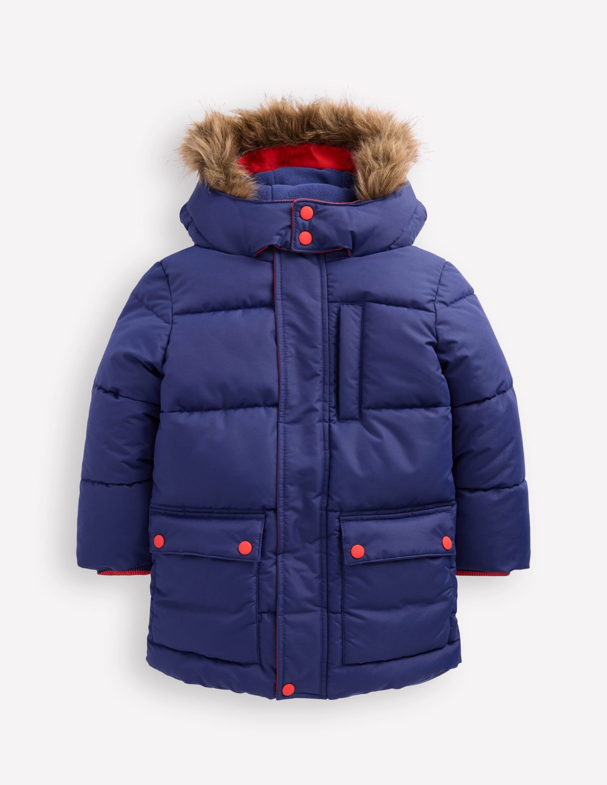Fleece Lined Padded Coat-Navy