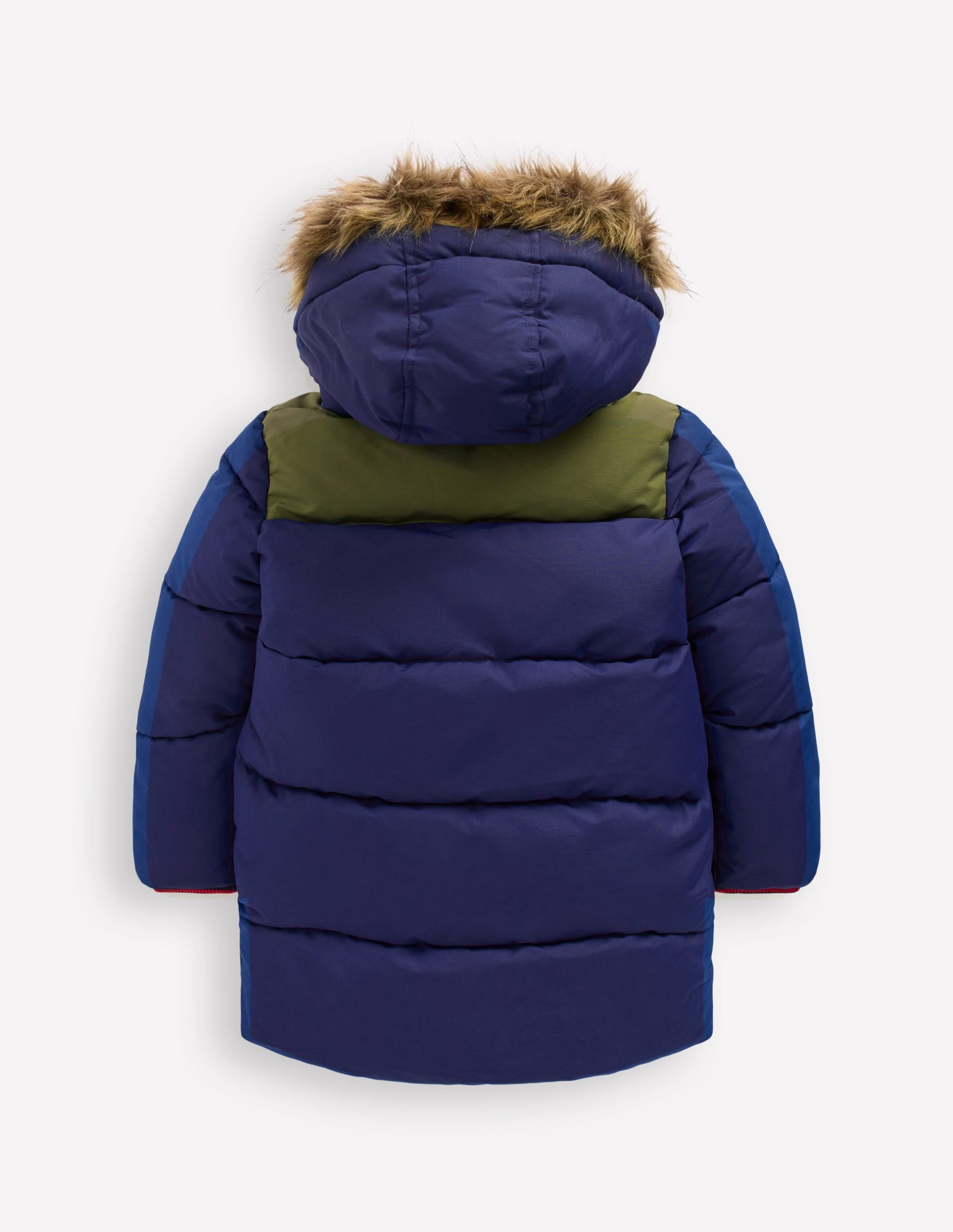 Fleece Lined Padded Coat-Navy Colourblock - Image 3