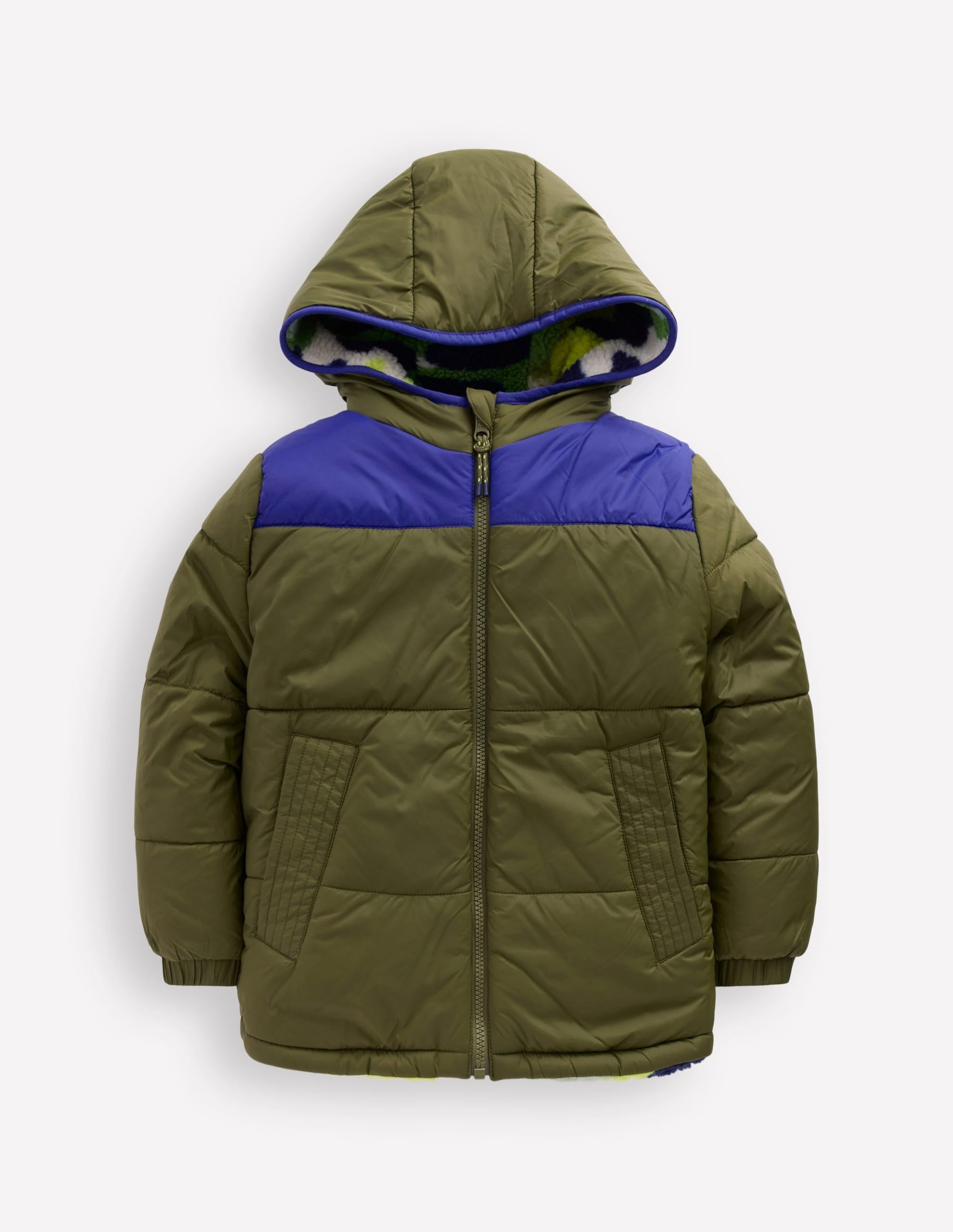 Reversible Cosy Borg Jacket-Green Camo