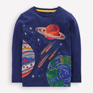 Glow Superstitch T-shirt-Medieval Blue Planets