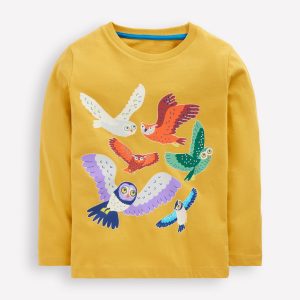 Long Sleeve Glow T-shirt-Canary Yellow Owls