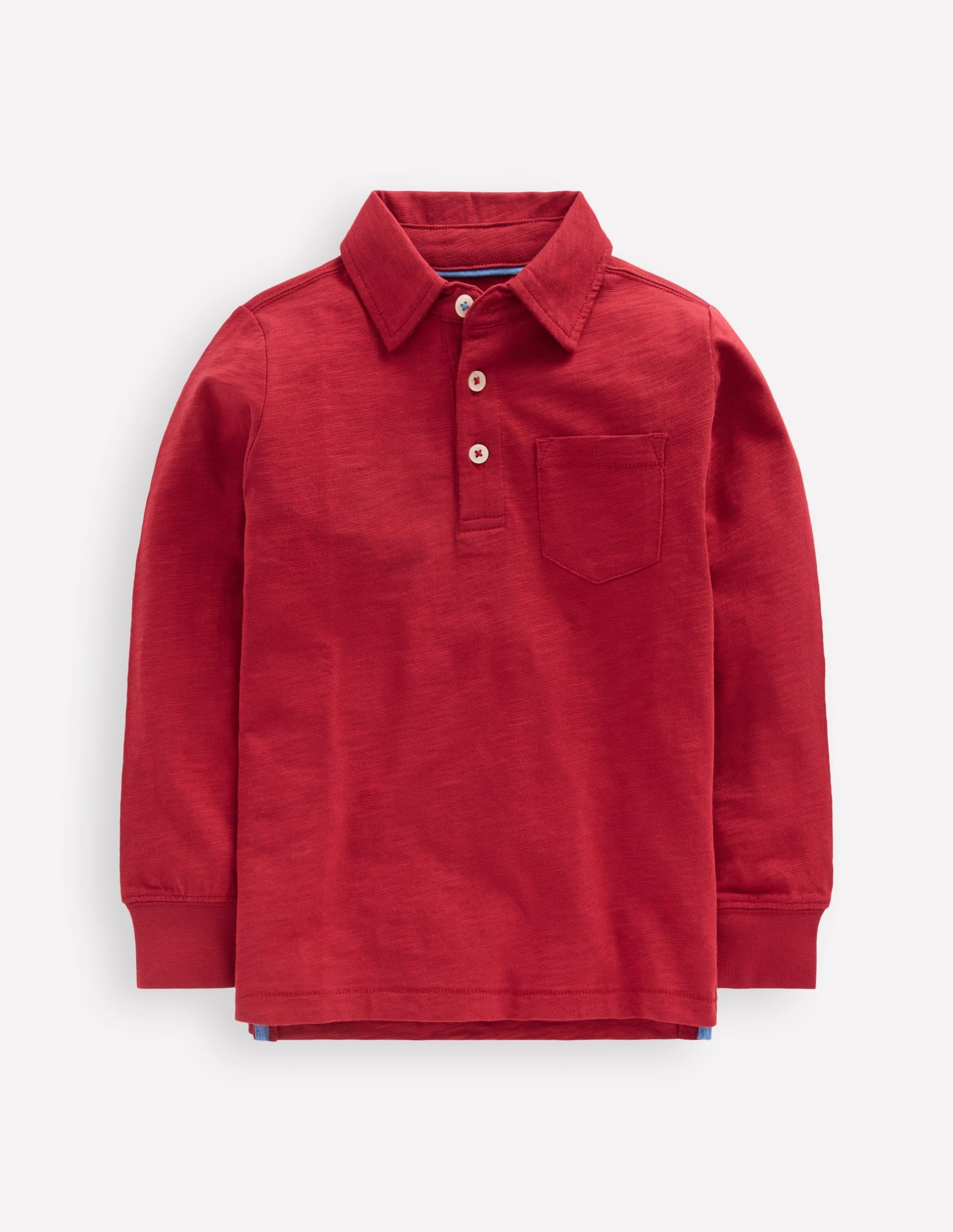 Long Sleeve Slub Polo-Red Liquorice - Image 3