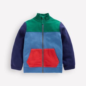 Cosy Zip Through Sweatshirt-Blue River Colourblock