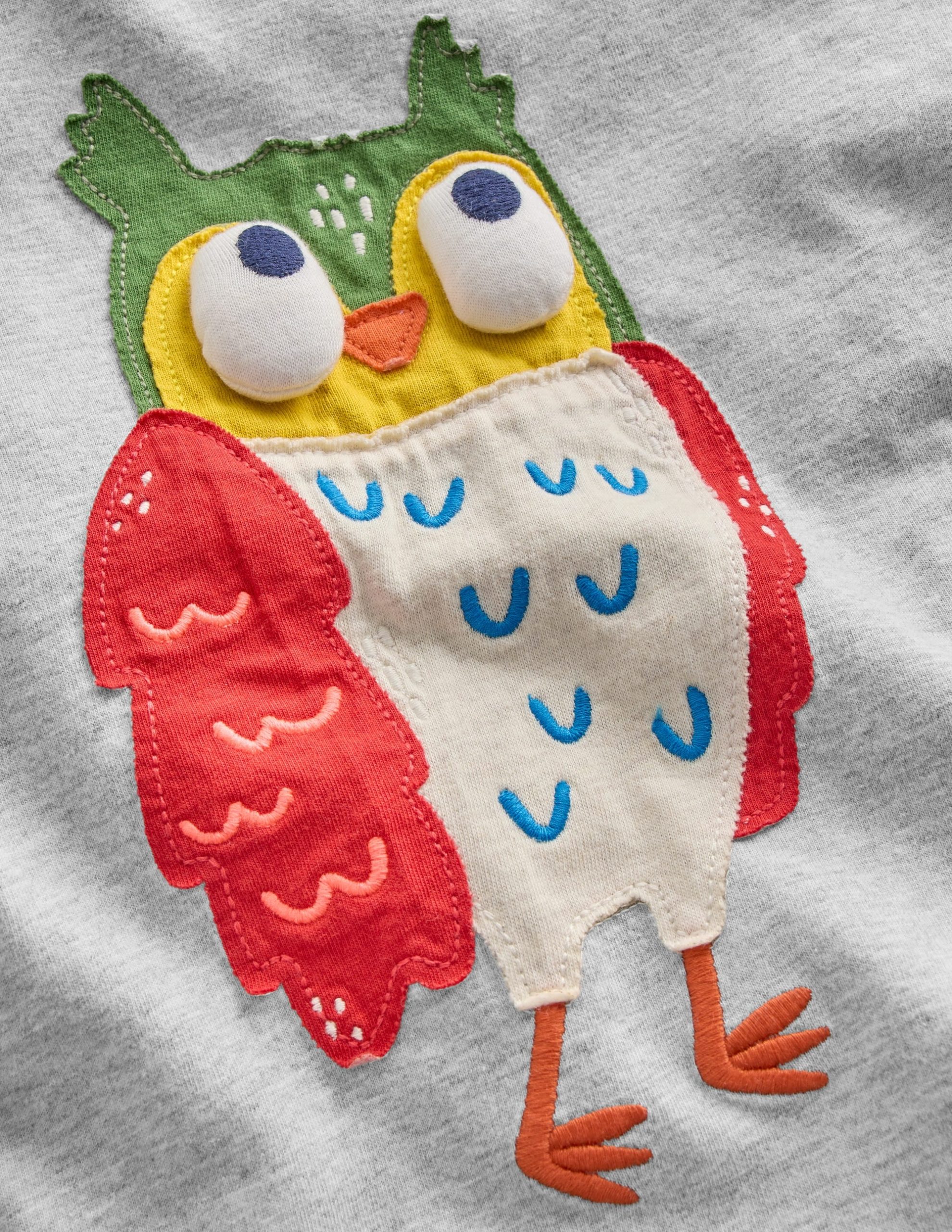 Long Sleeve Novelty 3D T-Shirt-Grey Marl Owl - Image 3