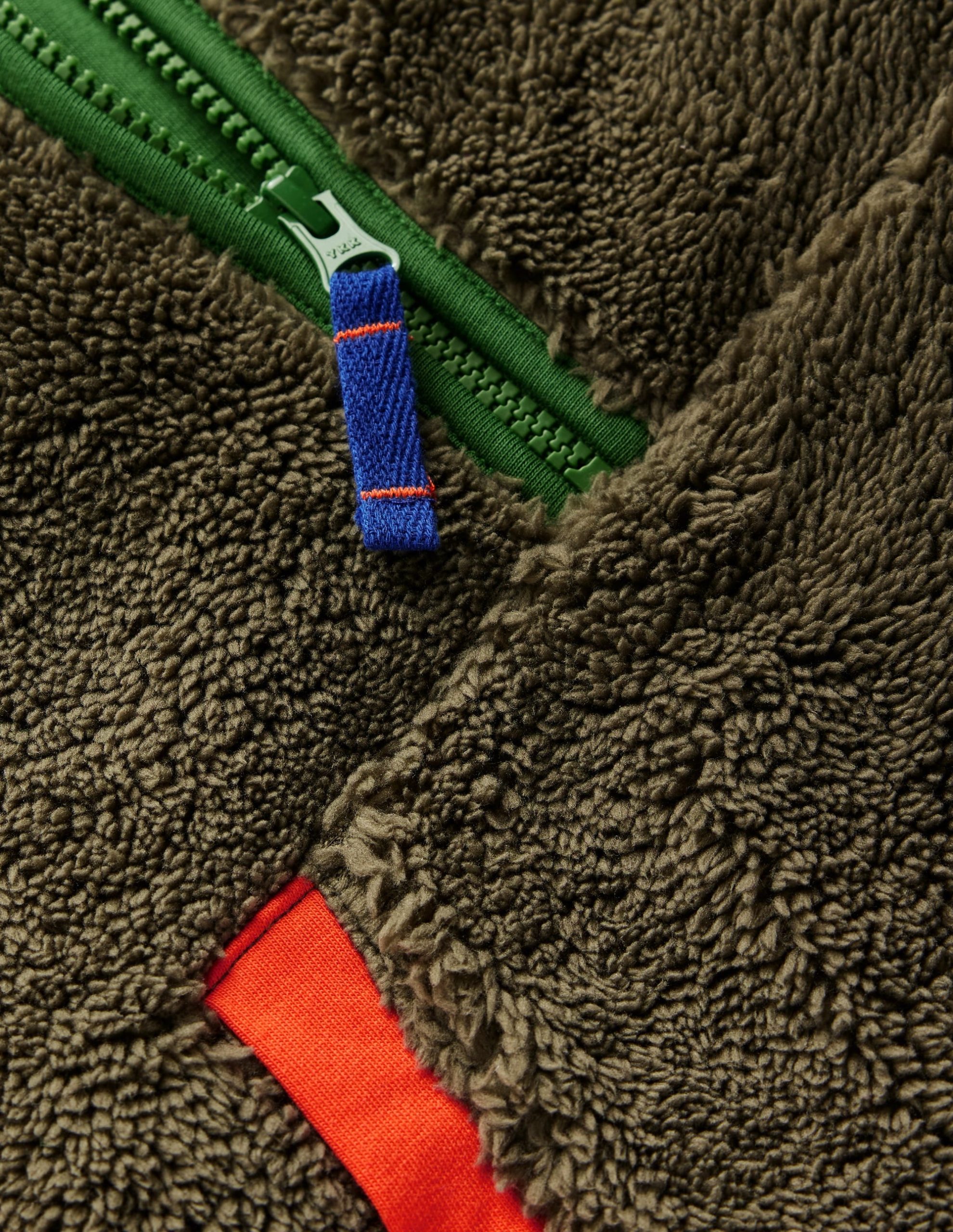 Fleece Half Zip Hoodie-Classic Khaki - Image 3