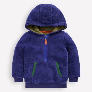 Fleece Half Zip Hoodie-Starboard Blue