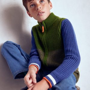 Chunky Zip-Through Jumper-Green