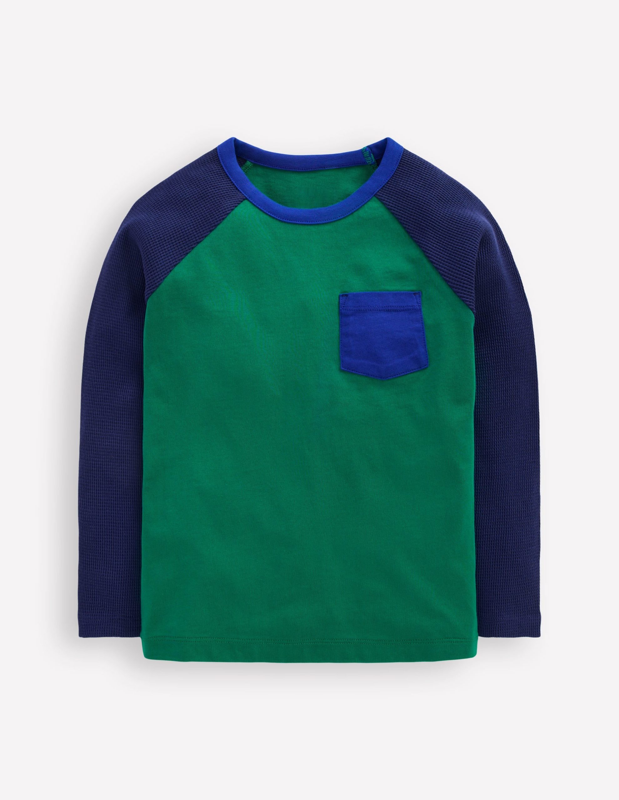 Waffle Mix Raglan-Alpine Green colourblock - Image 2