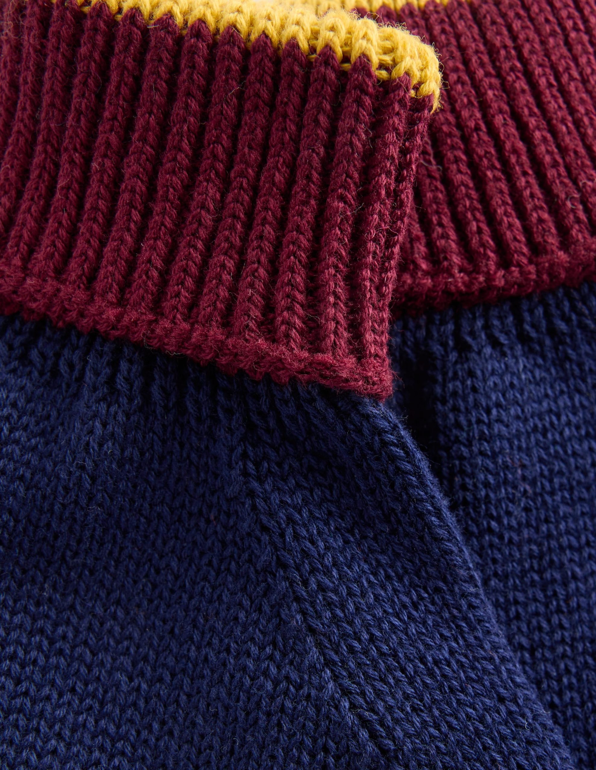 Knitted Gloves-College Navy Colourblock - Image 2