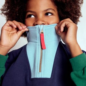 Half-Zip Sweatshirt-Medieval blue Colourblock