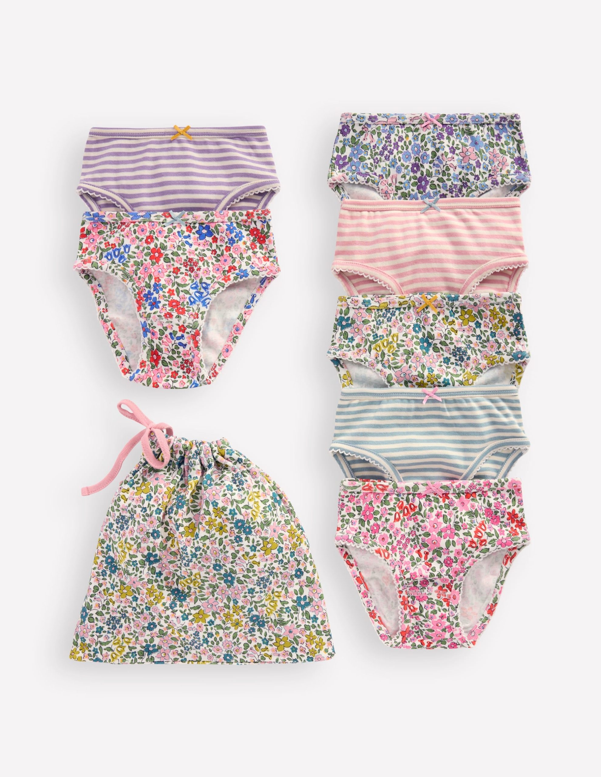 7-Pack Underwear-Multi Floral/Stripe
