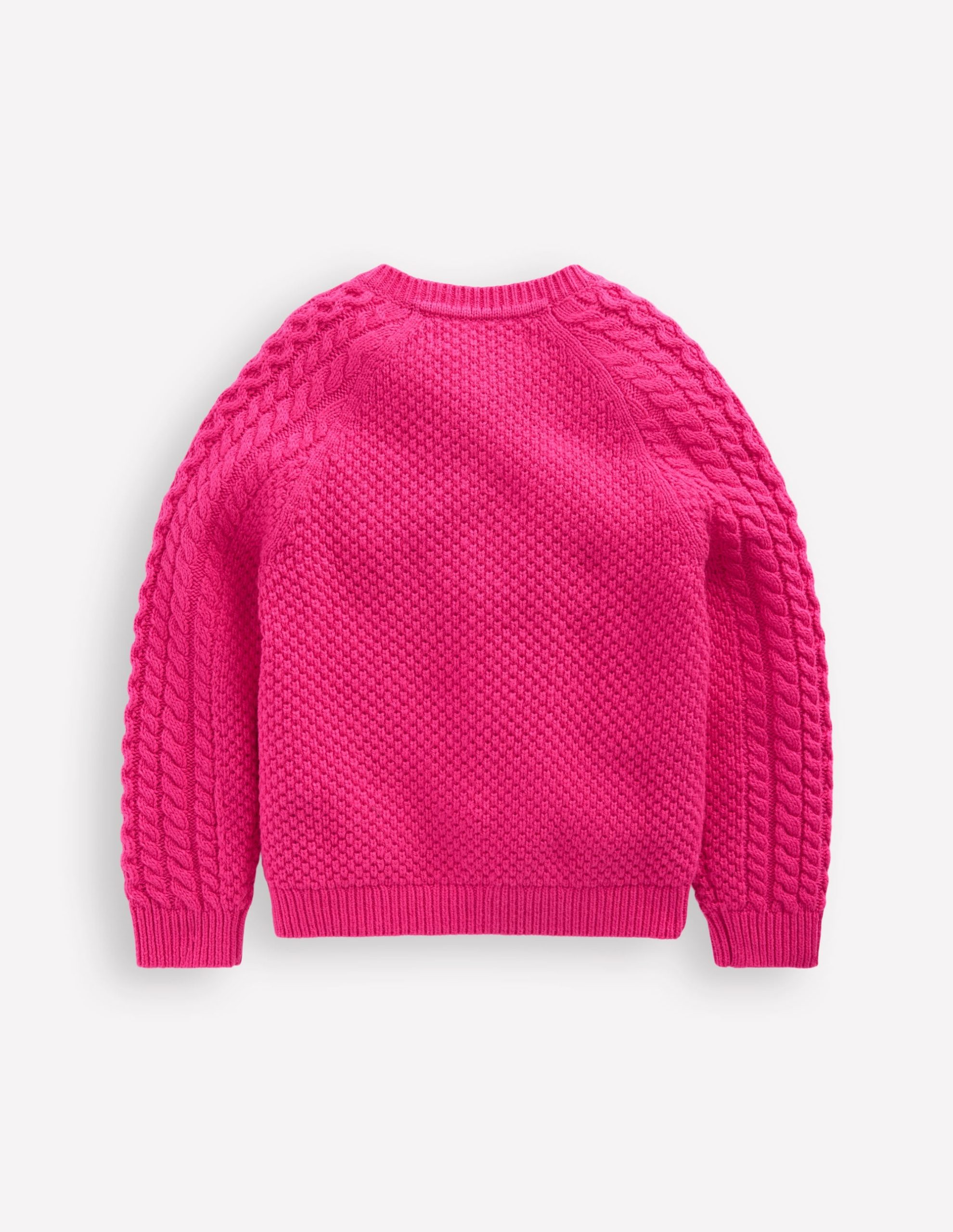 Heritage Cable Cardigan-Raspberry Pink - Image 3