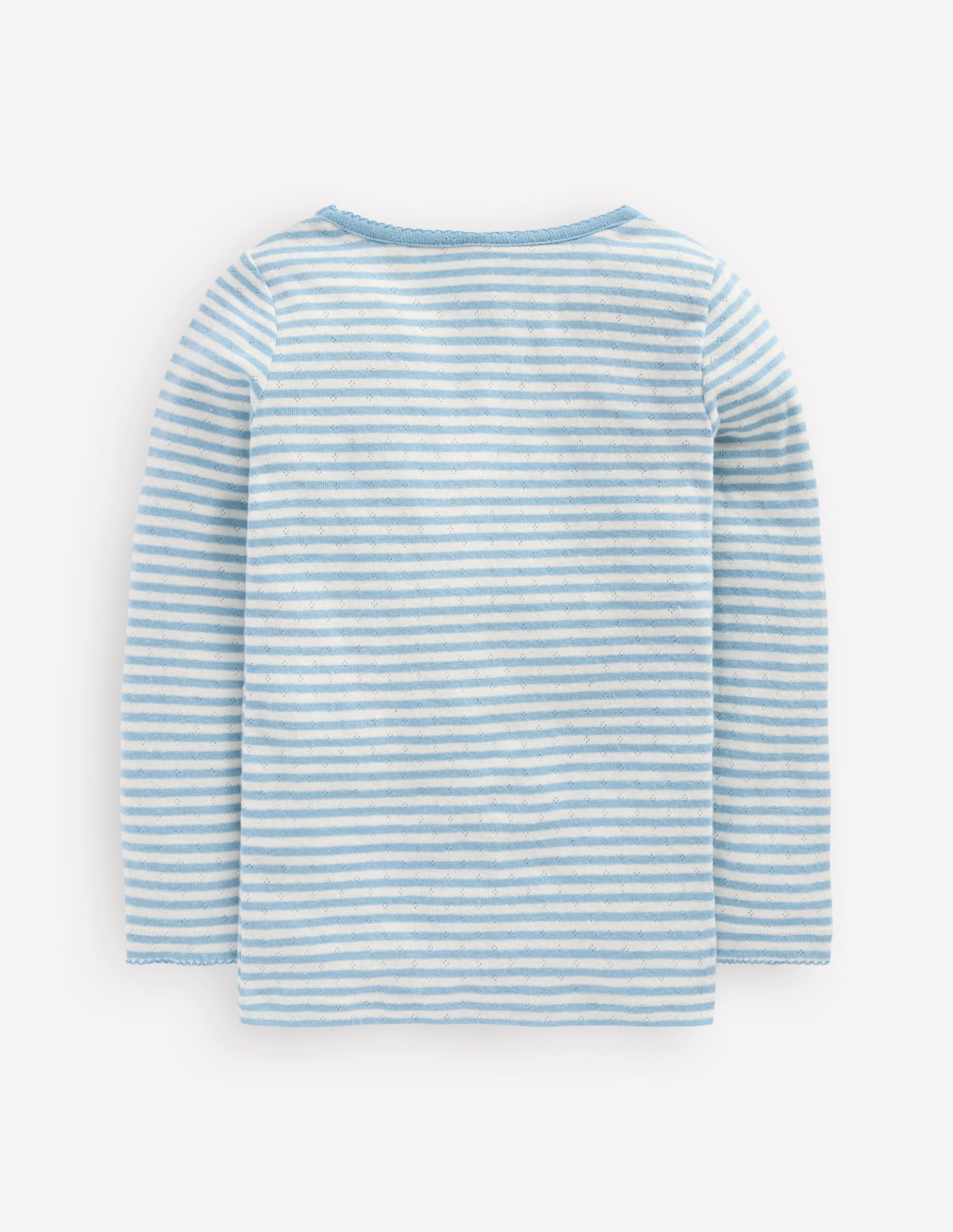 Long Sleeve Pointelle Top-Vintage Blue Stripe - Image 2