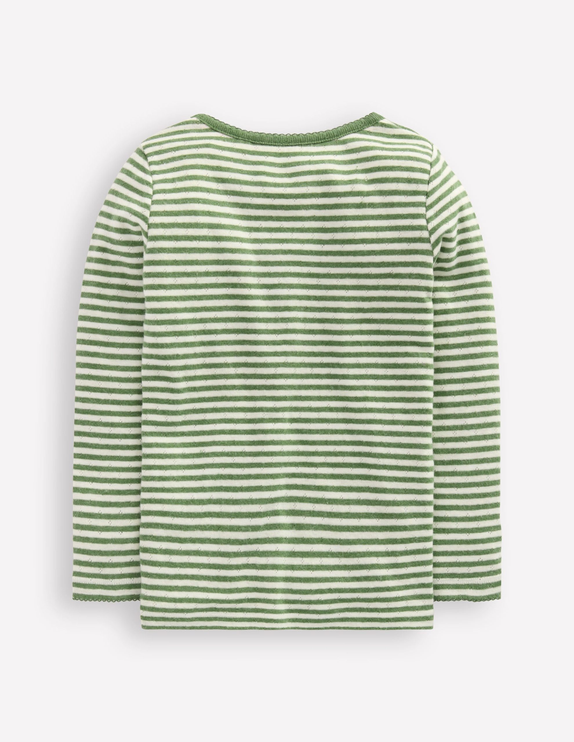 Long Sleeve Pointelle Top-Safari Green Stripe - Image 2