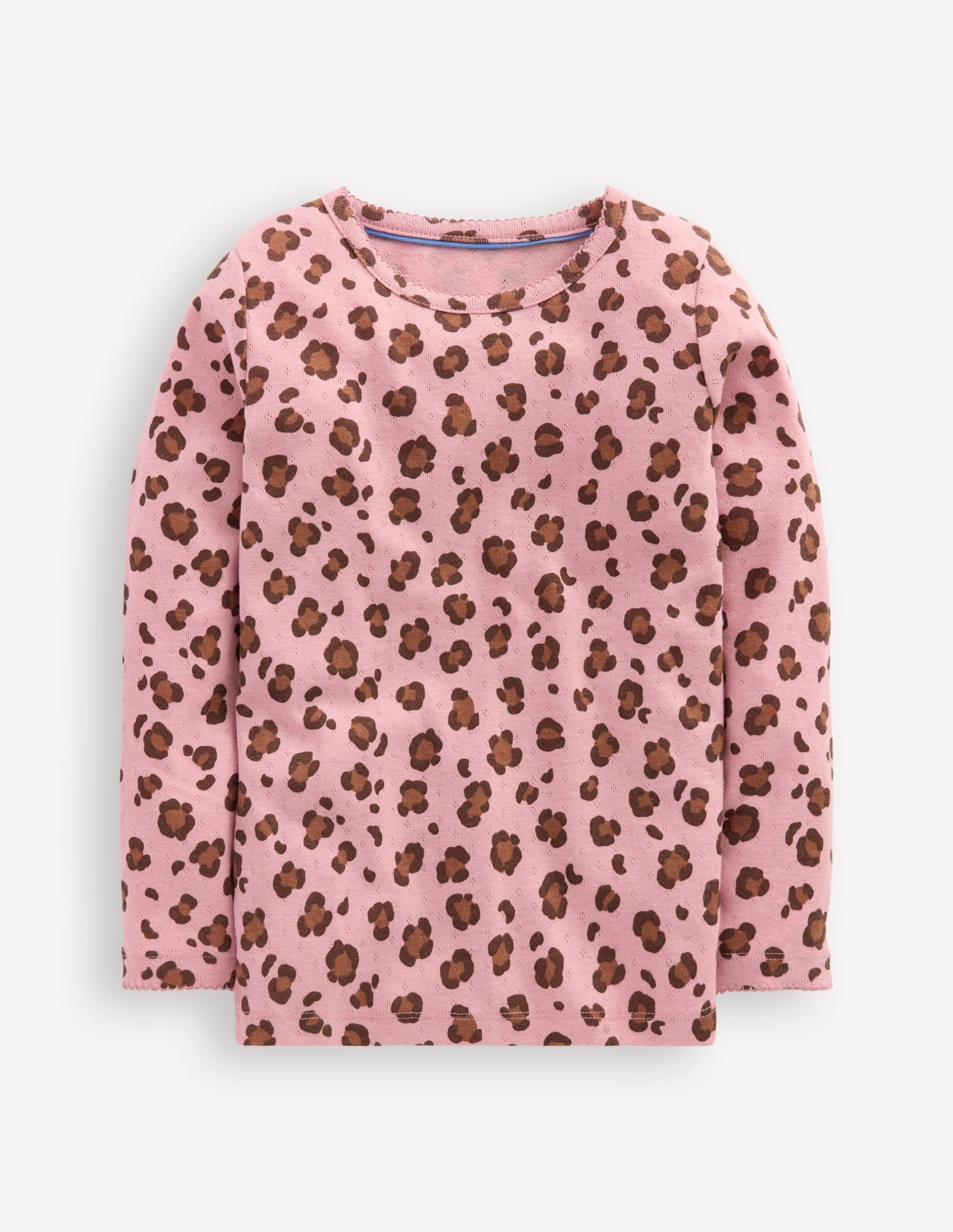 Long Sleeve Pointelle Top-Vintage Pink Leopard