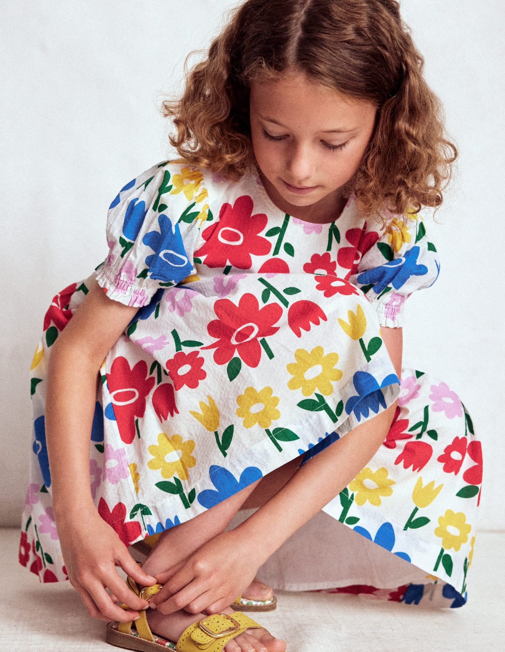 Madeline Woven Dress-Multi Rainbow Flower - Image 4